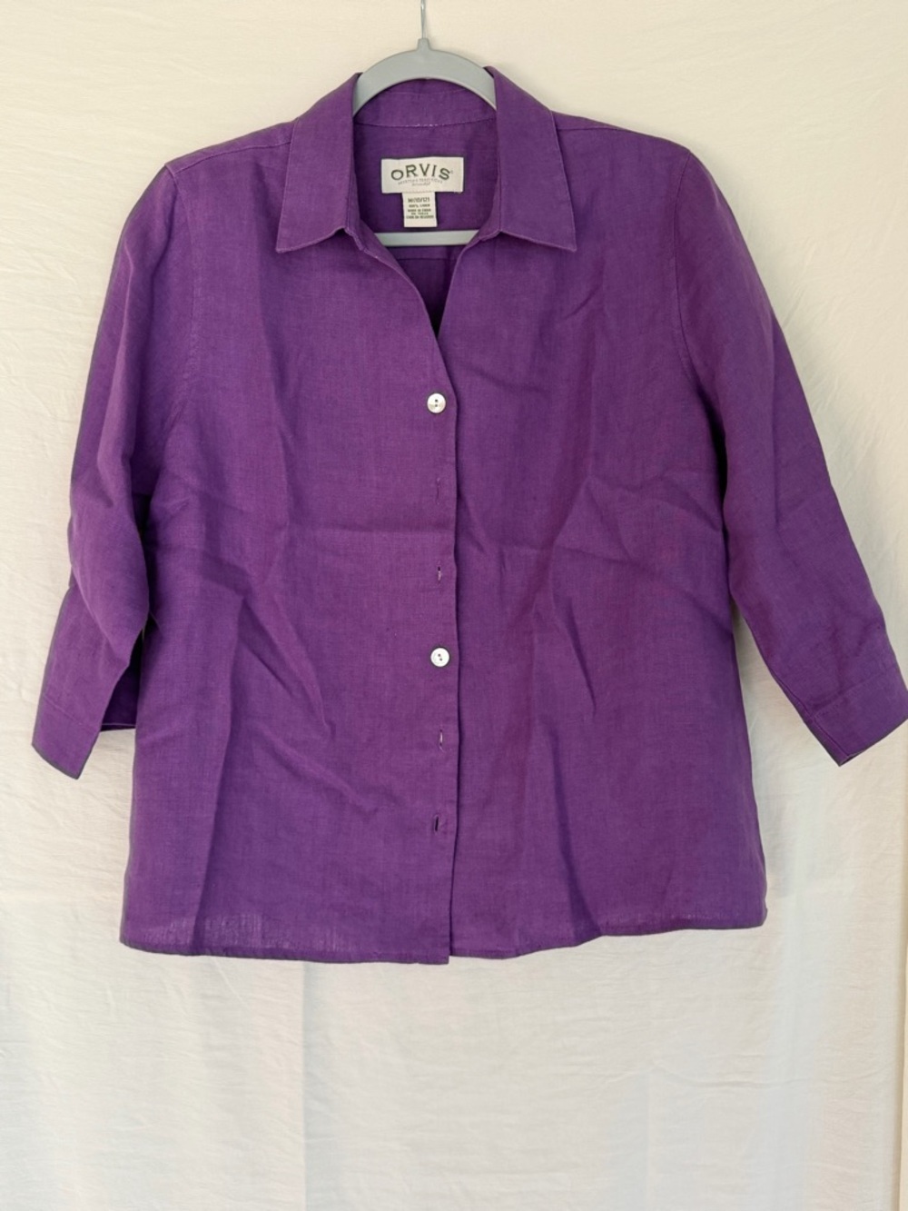 Orvis Violet Linen Button-Down Shirt